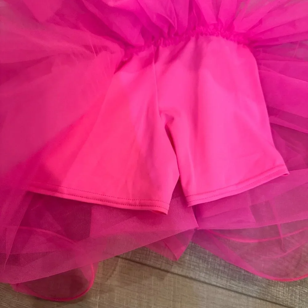 WEISSMAN MEDIUM CHILD PINK AND WHITE COMPETITION DANCE COSTUME TAP JAZZ HIP HOP